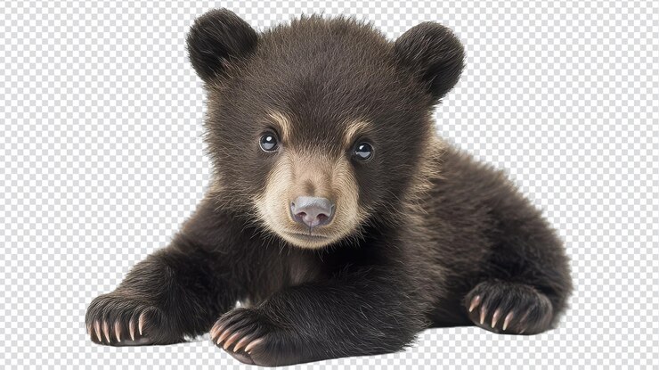PSD adorable bear cub isolated on a transparent background perfect for nature and wildlife projects