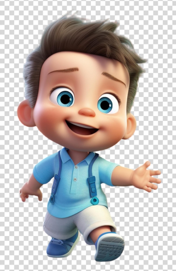PSD adorable bebé lindo ilustración de personaje 3d con fondo transparente