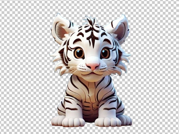 PSD adorable bebé tigre blanco dibujos animados en 3d