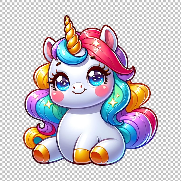 PSD adorable bebé unicornio clippart lindo y colorido unicornio de dibujos animados
