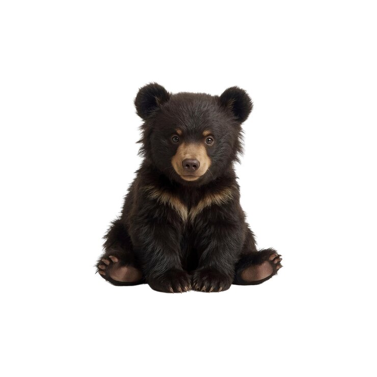 PSD adorable black bear cub sitting