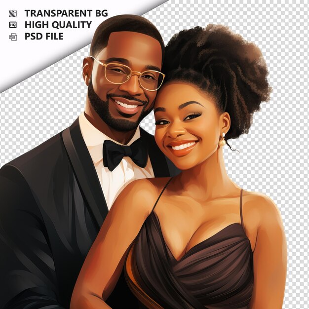 PSD adorable black couple flat icon style le fond blanc est