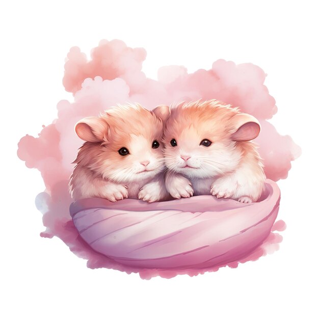 PSD adorable bond valentine couple hamster des rongeurs enjoués répandant l'amour et la joie