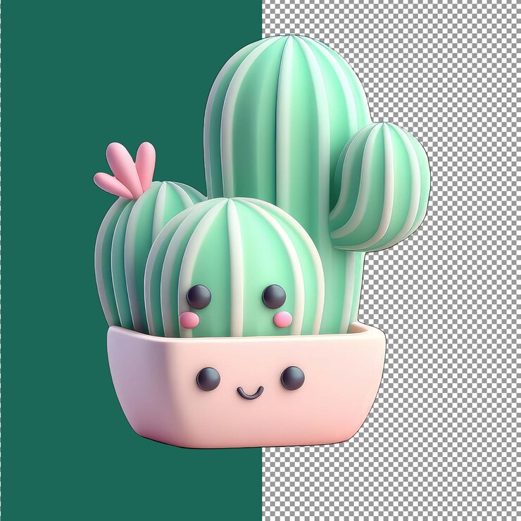 PSD adorable cactus 3d diseño png