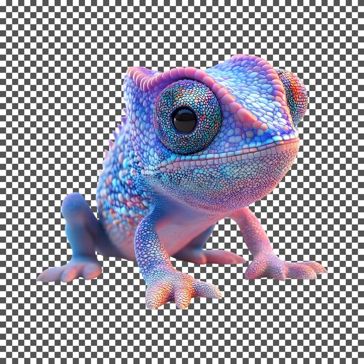 PSD adorable camaleón 3d aislado sobre un fondo transparente