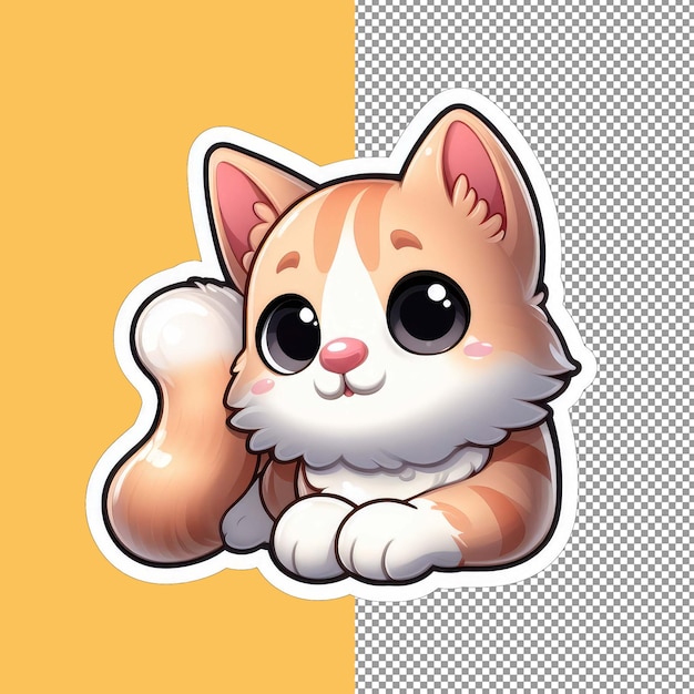 PSD adorable cara de gato adhesivo png