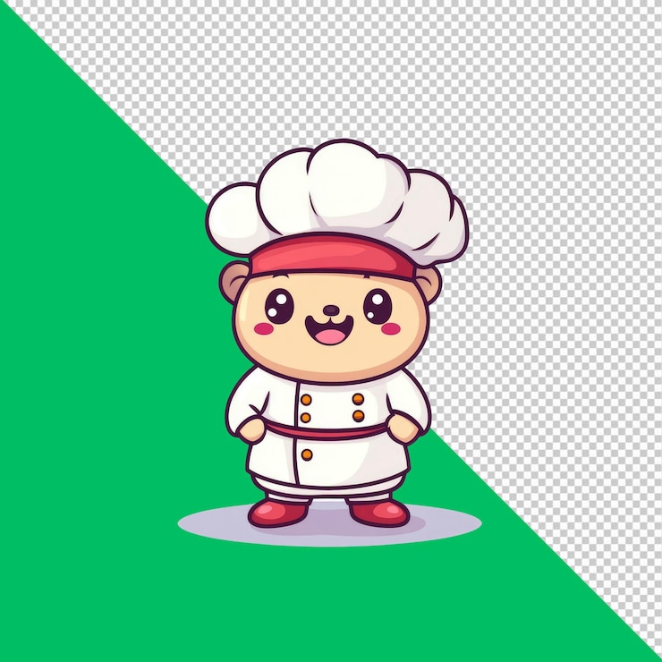 PSD adorable cartoon bear chef character illustration