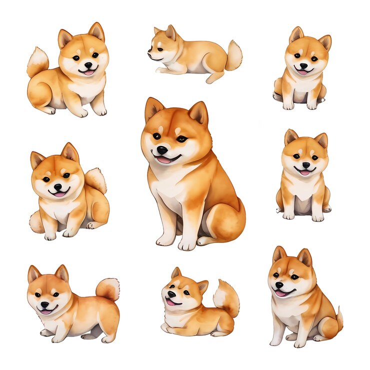 PSD la adorable colección de clips artísticos de los cachorros shiba inu