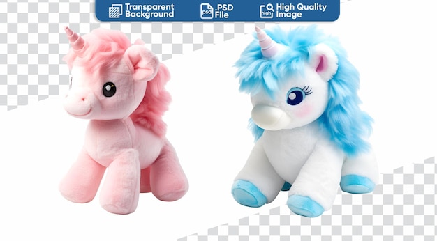 PSD adorable conjunto de coloridos juguetes de animales unicornio en ilustración de dibujos animados en 3d