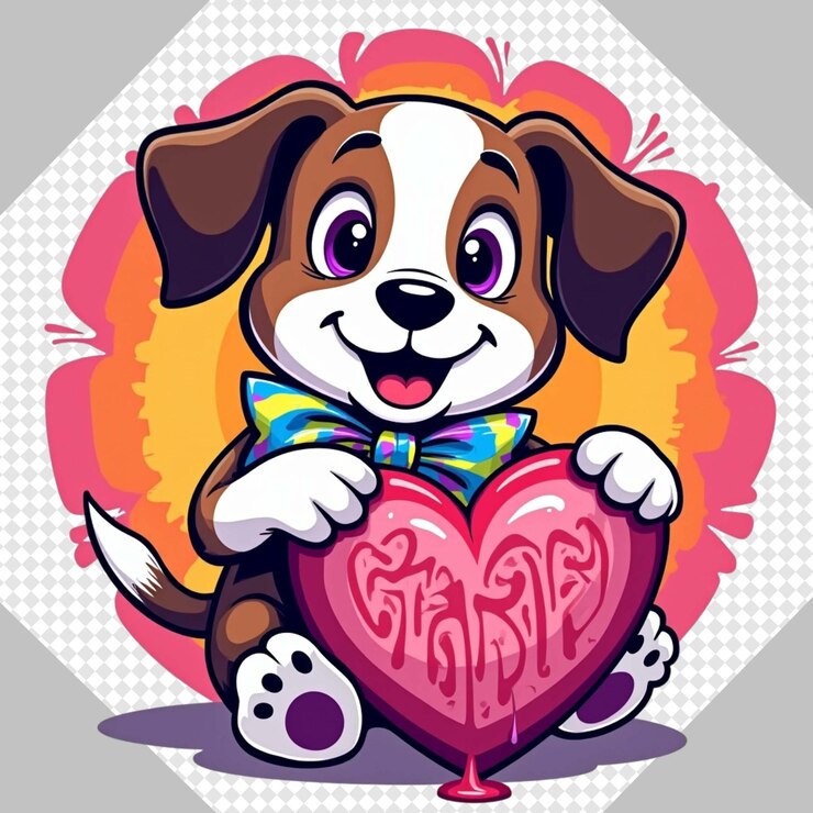 PSD adorable día de san valentín perro enamorado gráficos png transparentes
