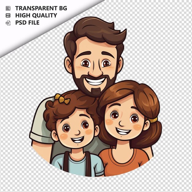 PSD adorable familia blanca icono plano el estilo de fondo blanco es