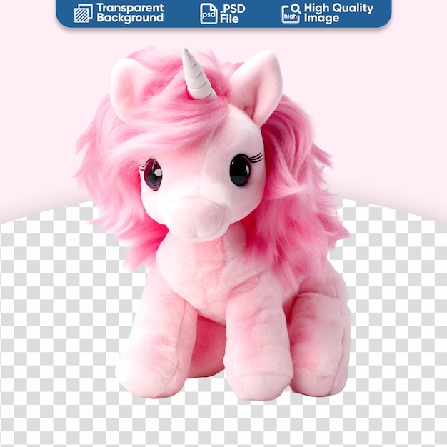 PSD adorable juguete de peluche rosado de unicornio relleno de animales