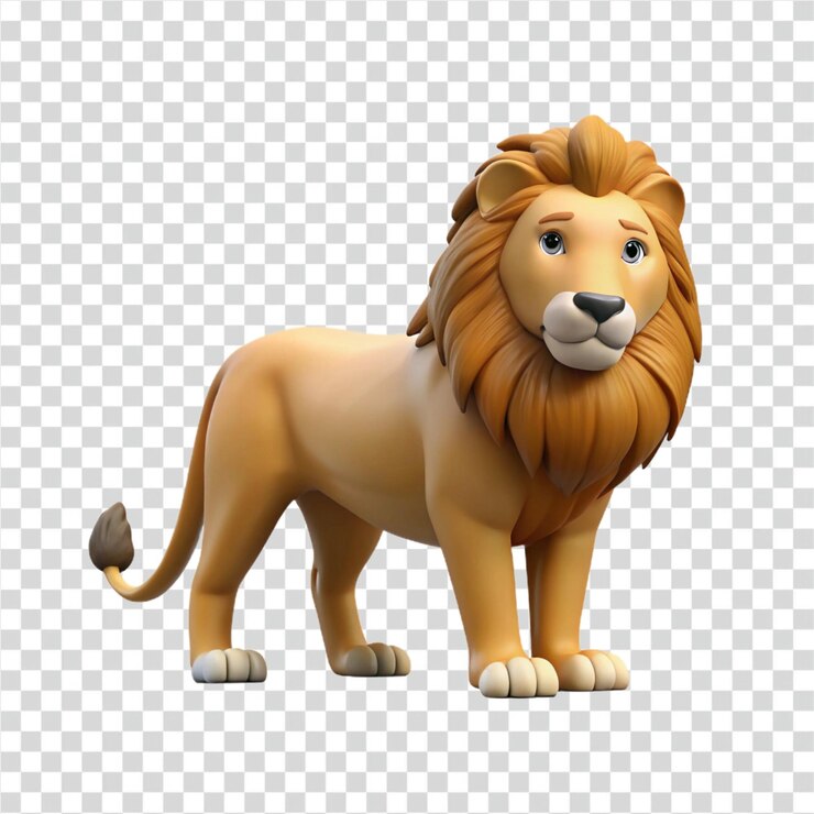 PSD adorable león de dibujos animados en 3d majestic animal render