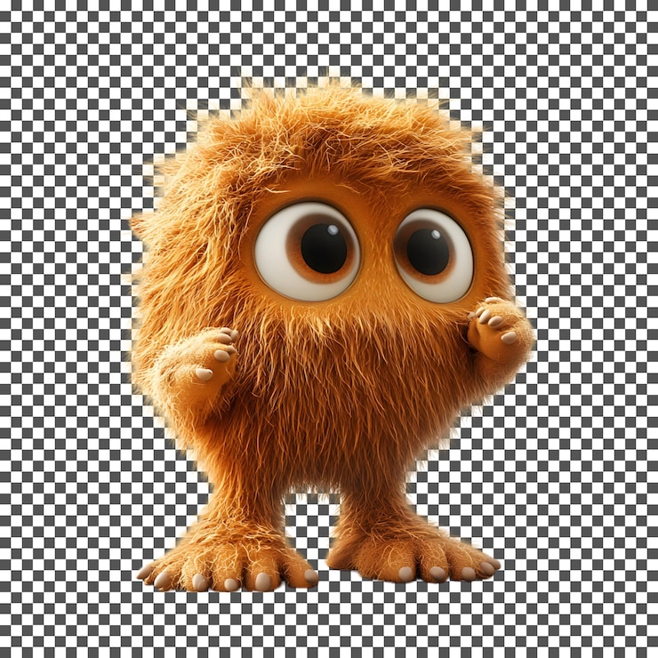 PSD el adorable monstruo peludo aislado sobre un fondo transparente