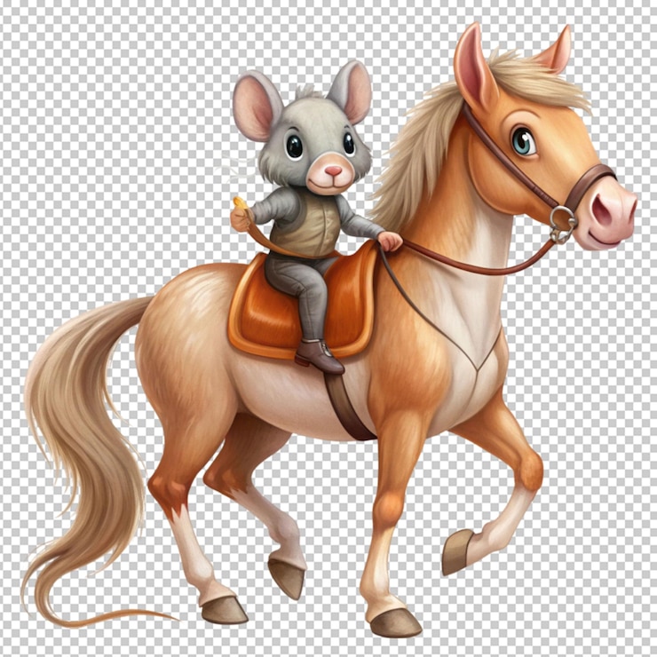 PSD adorable mouse riding horse captivating