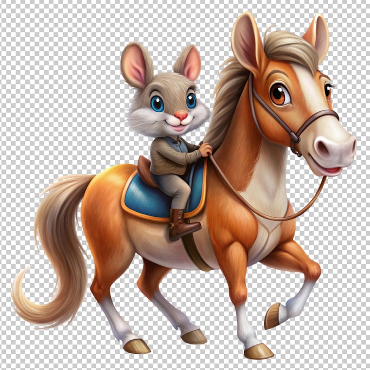 PSD adorable mouse riding horse captivating