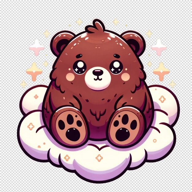 PSD el adorable oso de dibujos animados en las nubes.