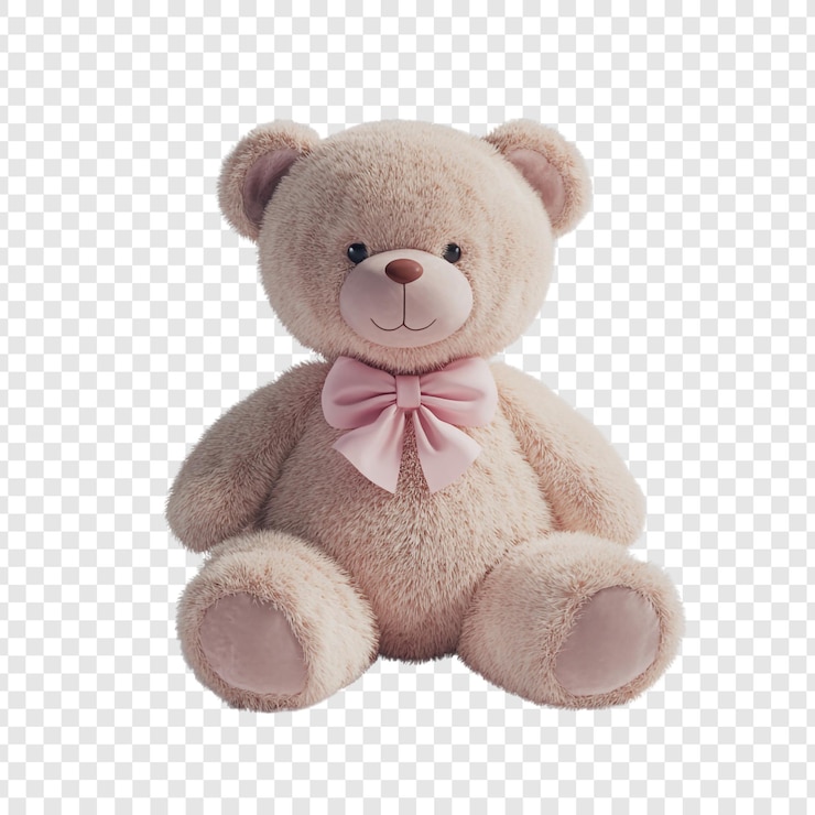 PSD l'adorable ours en peluche avec un nœud rose