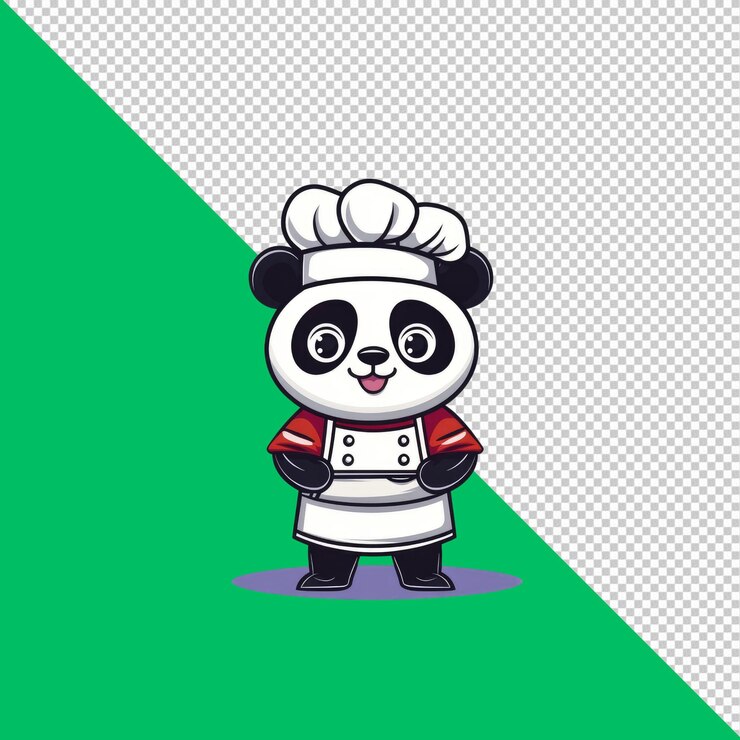 PSD adorable panda chef cartoon character illustration