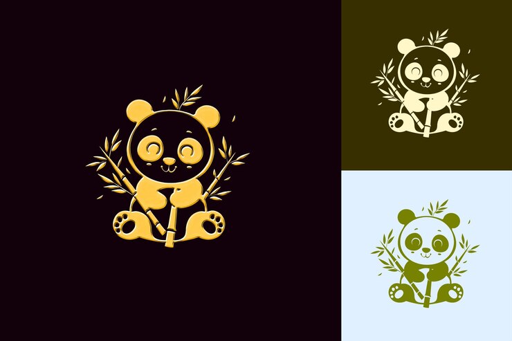 PSD adorable panda chino con estilo chibi panda con cabeza grande diseños de iconos lunares inspirados en png