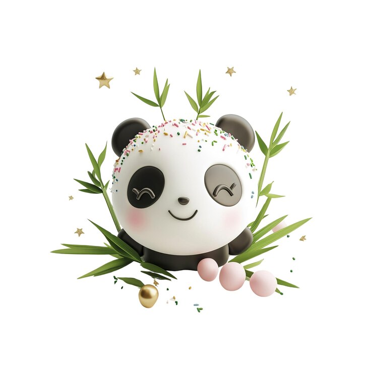 PSD el adorable panda salpicado en el bosque de bambú 3d render