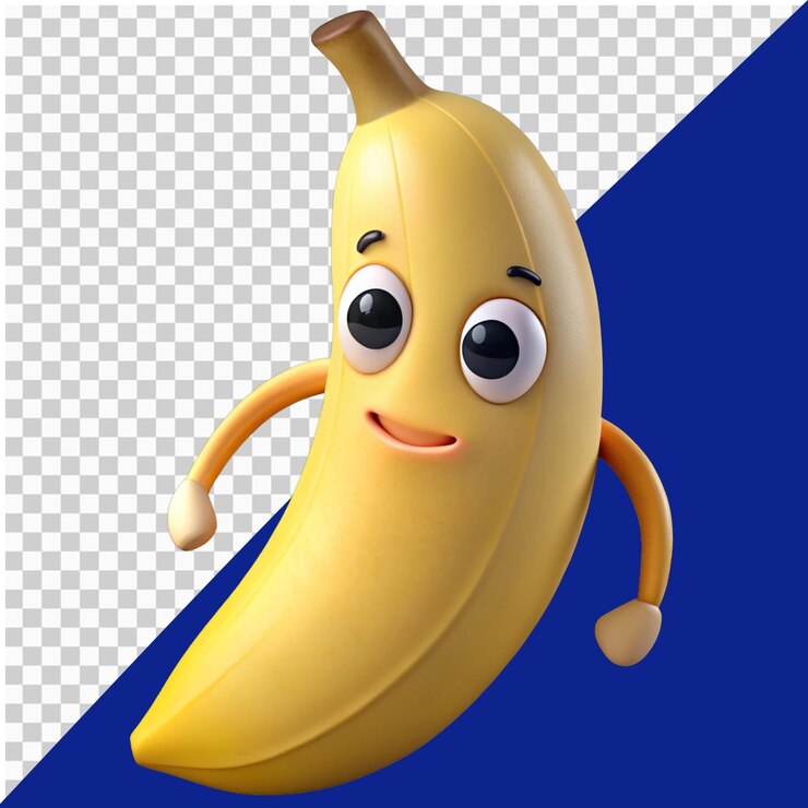 PSD adorable personaje de dibujos animados de plátano perfecto para niños contenido y marca
