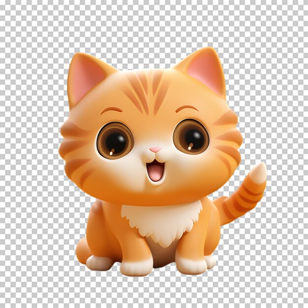 PSD adorable personaje de gato 3d aislado en un fondo transparente
