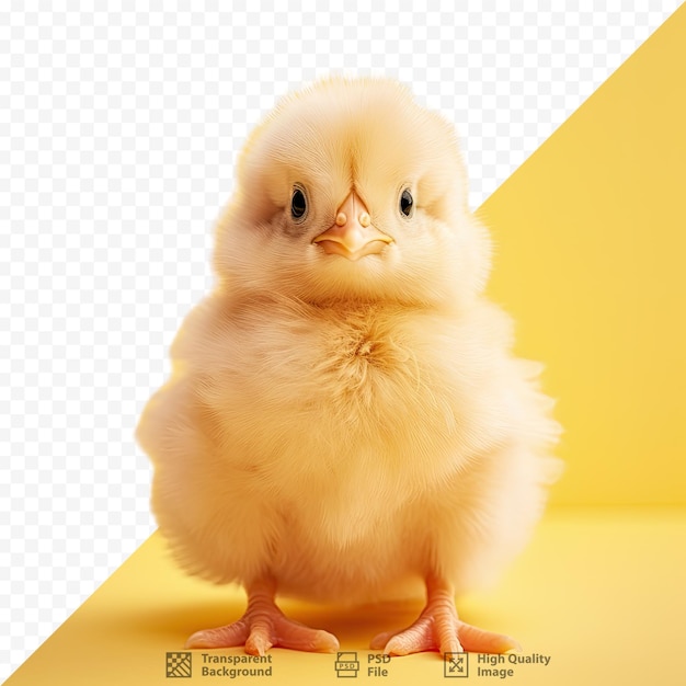 PSD un adorable poulet sur fond transparent regarde la caméra