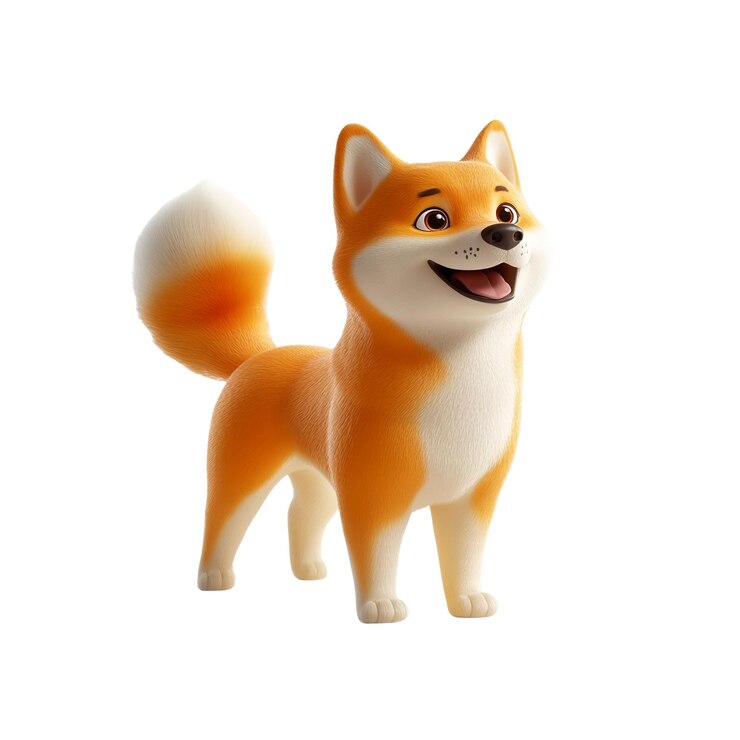 PSD adorable renderizado en 3d de un feliz cachorro shiba inu