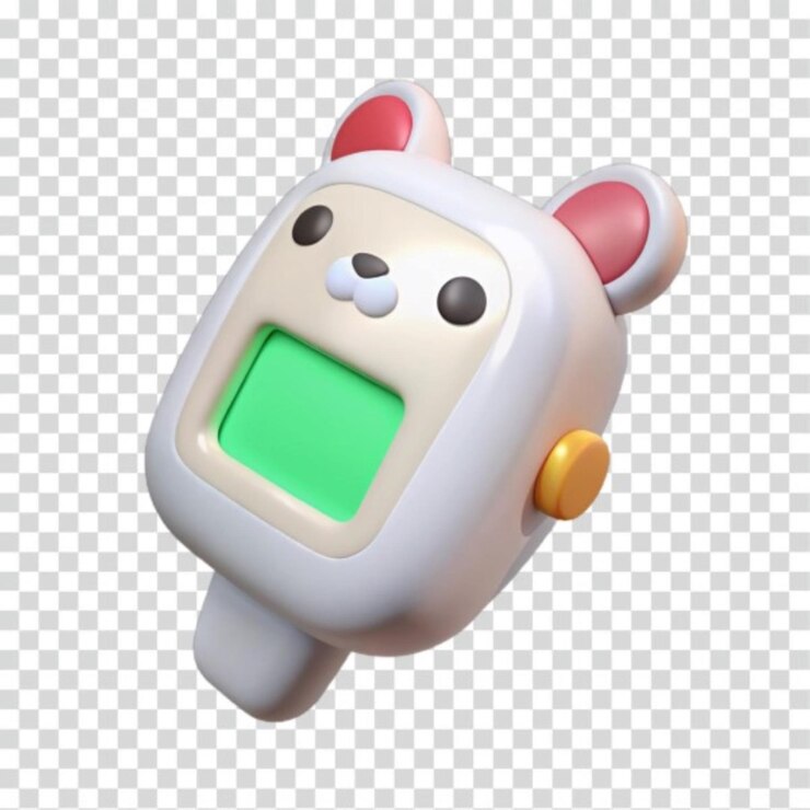 PSD adorable renderizado en 3d de un gadget en forma de oso con pantalla
