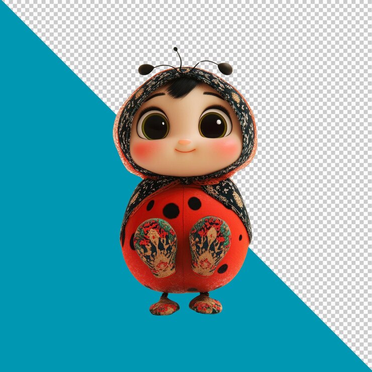 PSD adorable renderizado en 3d de una mariposa bebé en ropa de punto