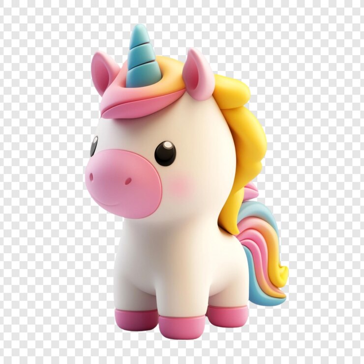 PSD adorable renderizado en 3d de un unicornio pastel