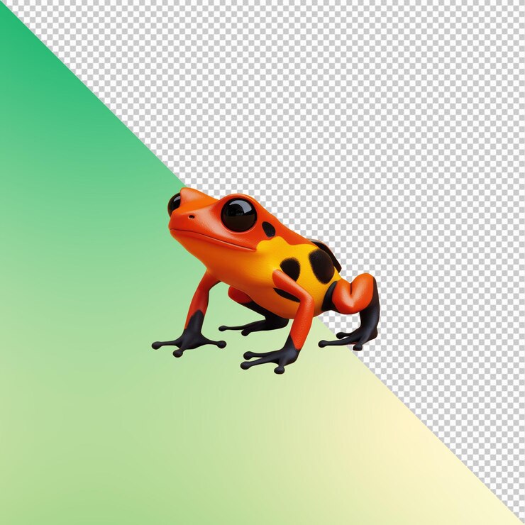 PSD adorable renderizado en 3d de una vibrante rana venenosa de dardos