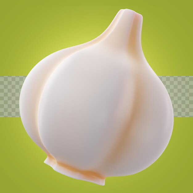 Adorable representación 3D de un icono de ajo