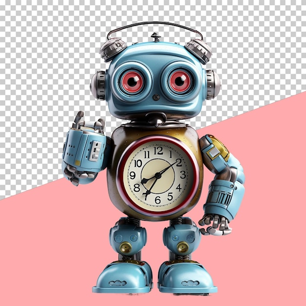 PSD adorable robot conteur au coucher objet isolé fond transparent