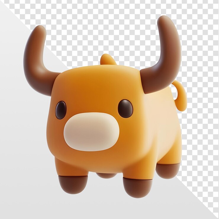 El adorable toro de dibujos animados en 3D