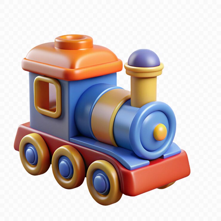 PSD el adorable tren de juguete de dibujos animados