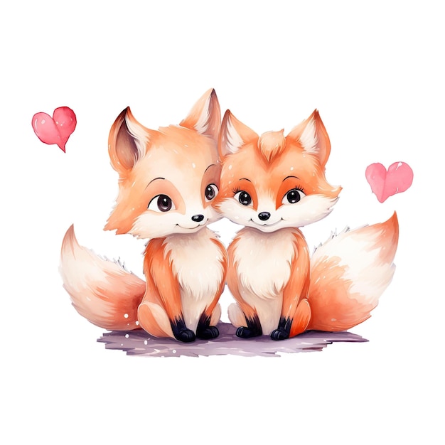 PSD adorable valentine foxes ein festliches duo, das liebe und glück am valentinstag verbreitet