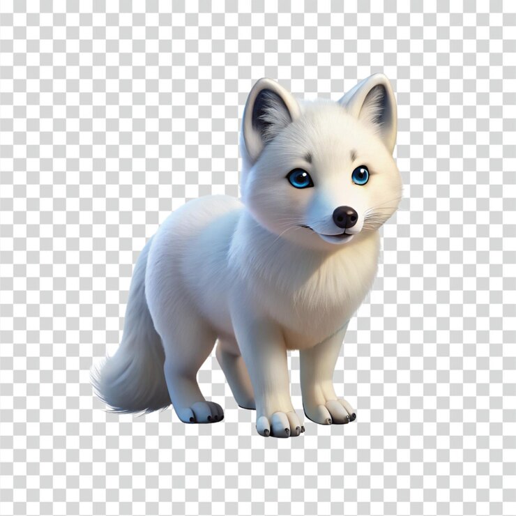 PSD el adorable zorro ártico 3d de un zorro blanco y esponjoso