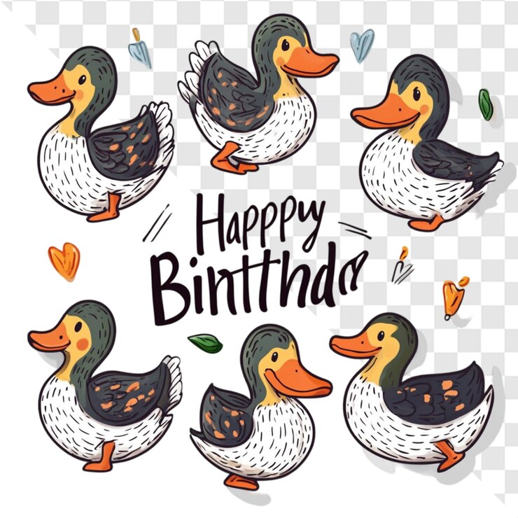 PSD adorables patos feliz celebración de cumpleaños alegre diversión