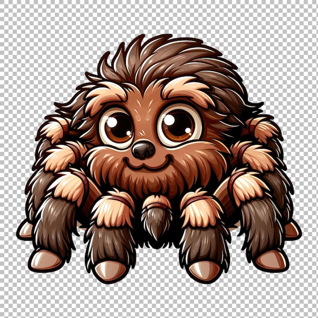 PSD adorável aranha tarântula personagem de desenho animado clipart