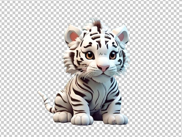 PSD adorável bebê tigre branco desenho 3d
