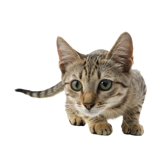 Adorável gatinho listrado com olhos grandes fundo transparente