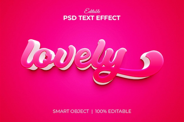 Adorável maquete de efeito de texto 3d rosado editável psd premium