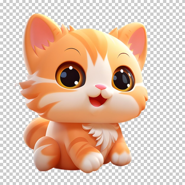 PSD adorável personagem de gato 3d isolado em fundo transparente