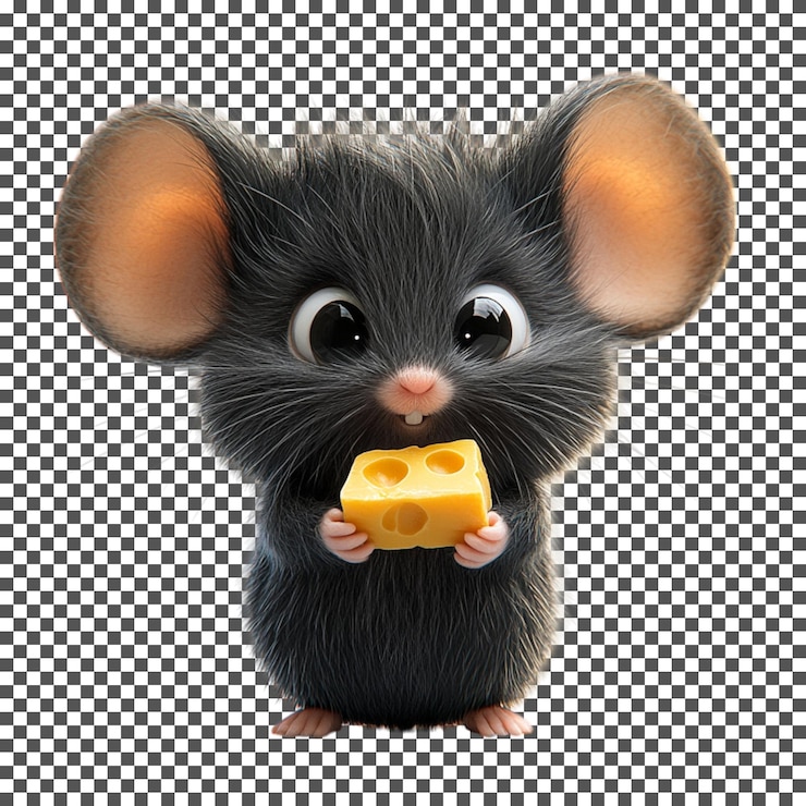 PSD adorável rato de desenho animado 3d isolado em fundo transparente