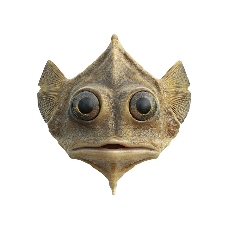 PSD adorável renderização 3d de um curioso peixe de águas profundas com olhos grandes