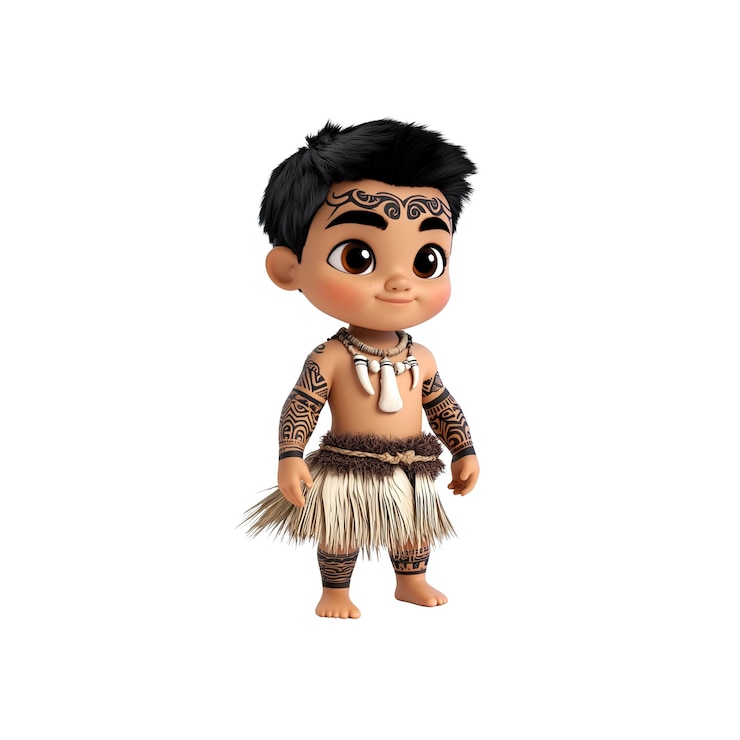 PSD adorável renderização 3d de um menino polinês em roupas tradicionais