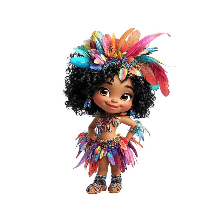 PSD adorável renderização 3d de uma jovem em traje de carnaval vibrante