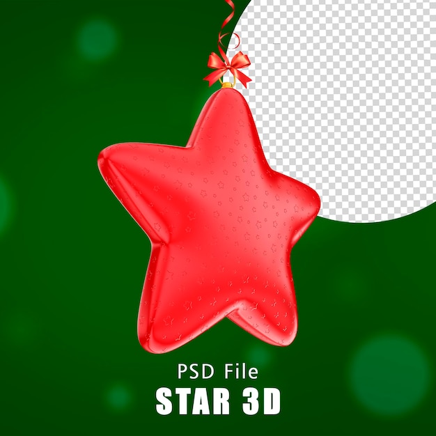 PSD adorno de estrella feliz navidad 3d